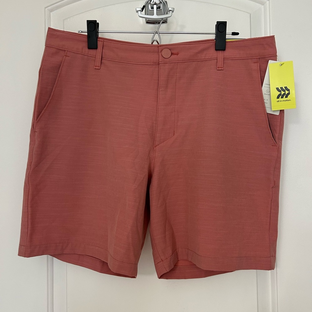 NWT All in Motion Men’s Golf Shorts Size 36 7” Inseam Salmon Pink New